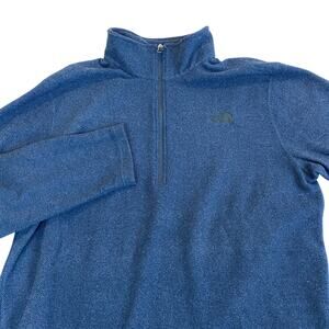 The North Face 1/4 Zip Texture Knit Fleece Pullover Sweatshirt Men XXL Navy Blue